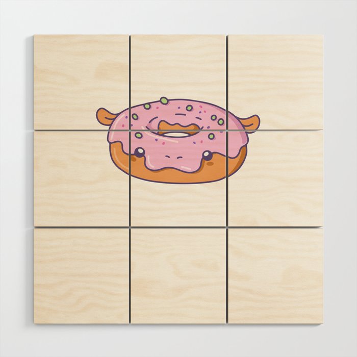 Funny Hippo Donut Cute Kawaii Aesthetic Wood Wall Art