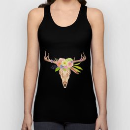 Deer Skull and Flowers Tank Top