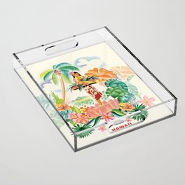 Vintage Hawaiian Travel Poster Acrylic Tray