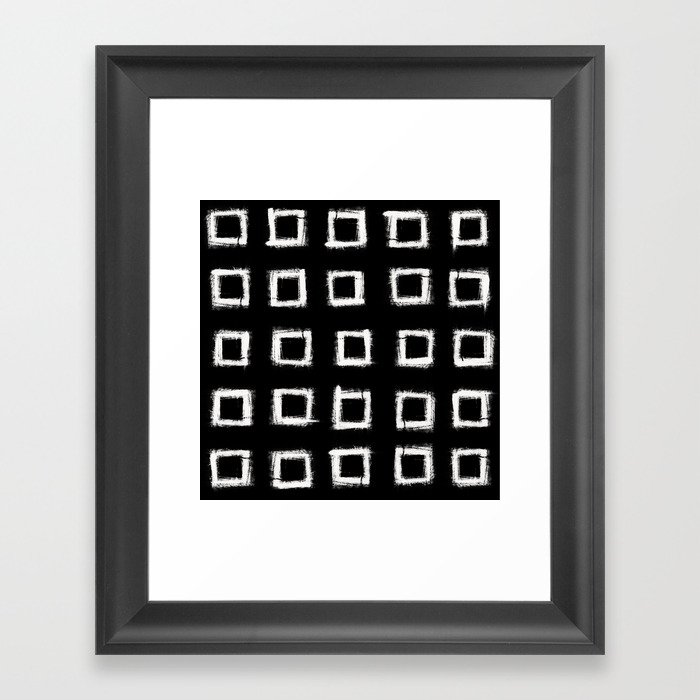 form blocs | square stroke dots | white on black  Framed Art Print