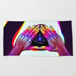 Psychedelic Energy Hands 5 (GIF) Beach Towel