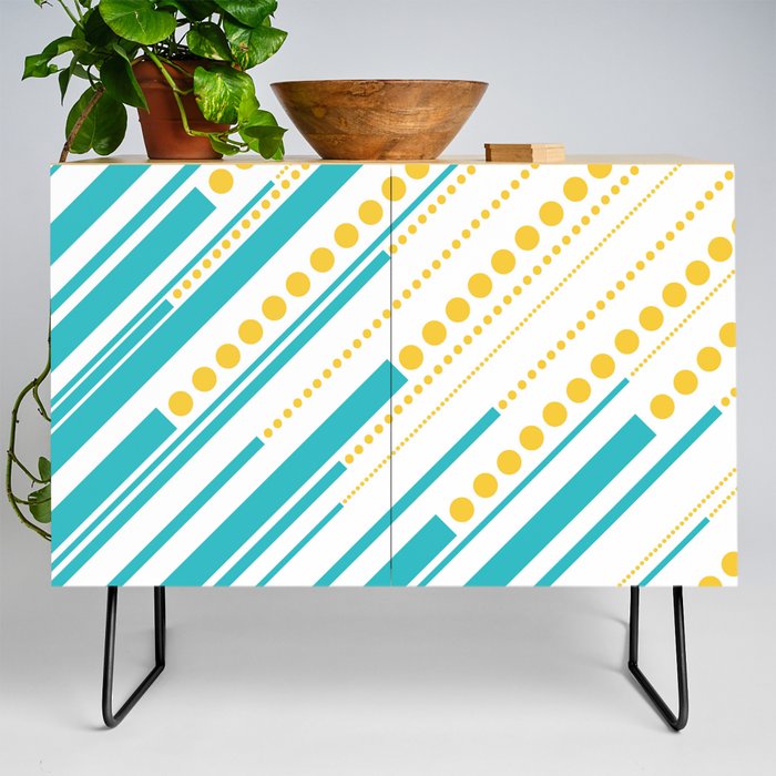 Dashes & Dots - Turquoise and Yellow Credenza