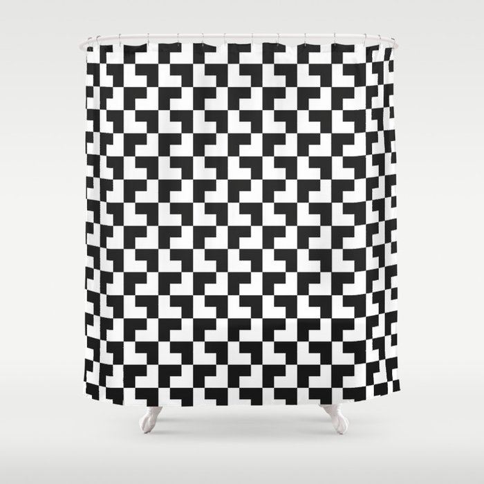 Black and White Tessellation Pattern - Graphic Design Shower Curtain