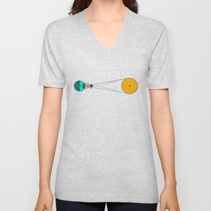 Solar Eclipse Illustrated V Neck T Shirt
