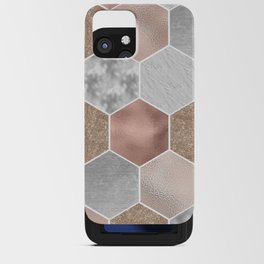 Gentle rose gold and marble hexagons iPhone Card Case