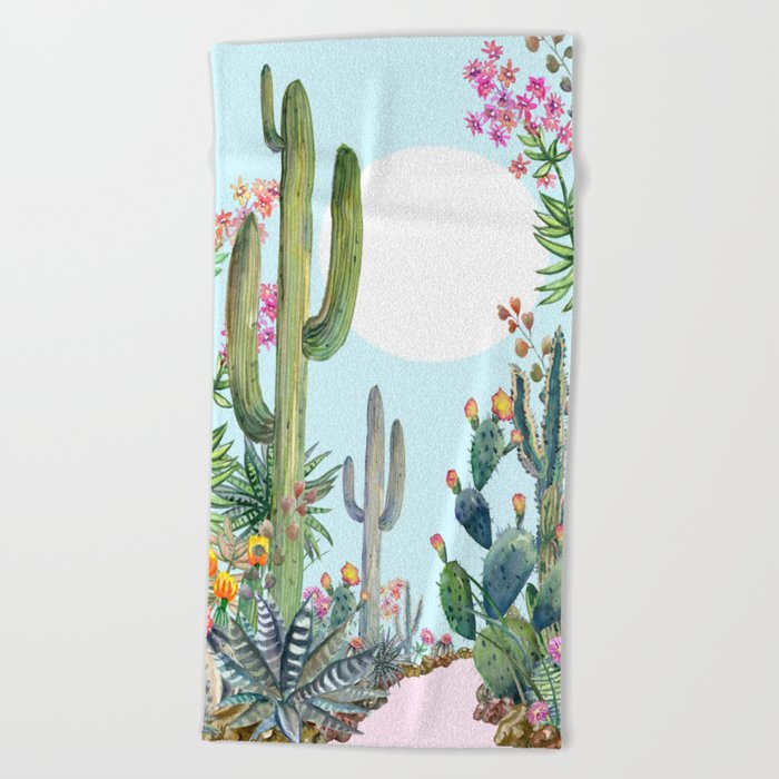 cactus path 1 Beach Towel