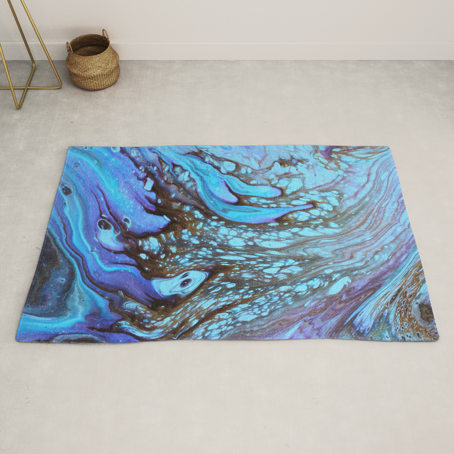 Cotton Candy 2 Acrylic Paint Pour By Everson Arts Rug By