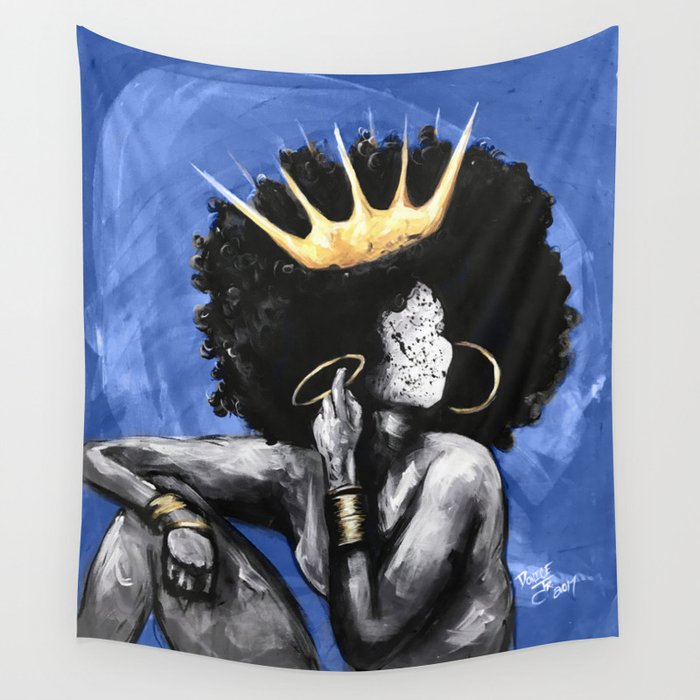 Naturally Queen VI BLUE Wall Tapestry