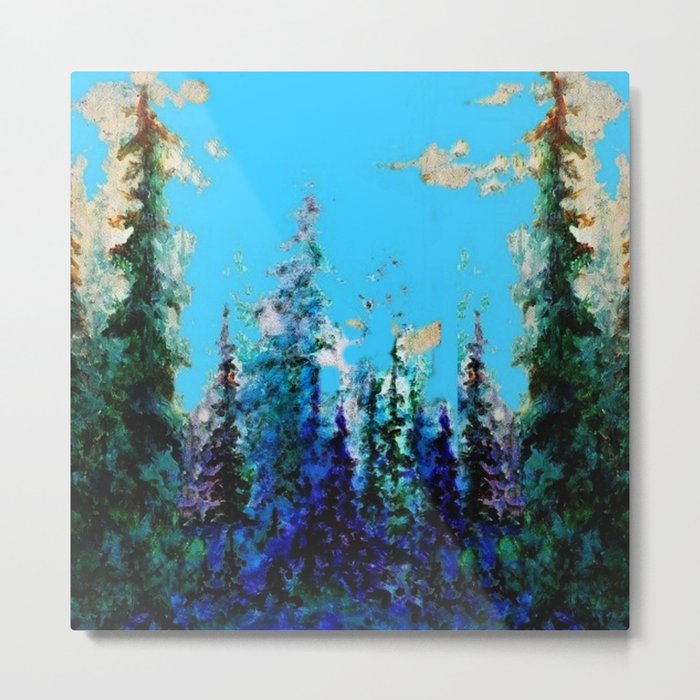 Scenic Blue-Purple Mountain Trees Landscape Metal Print