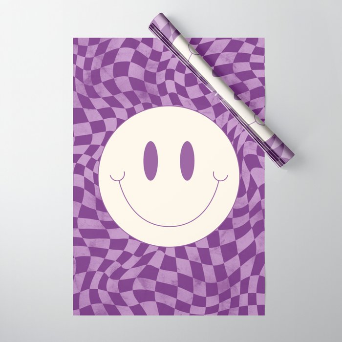 Warp checked smiley in purple Wrapping Paper