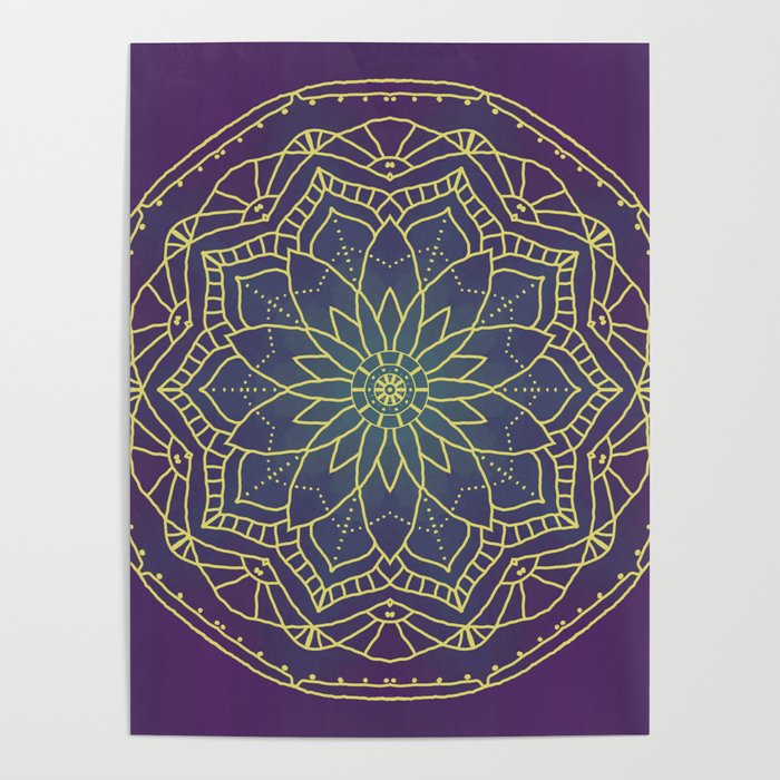 Mandala - purple and gold - 3 Poster