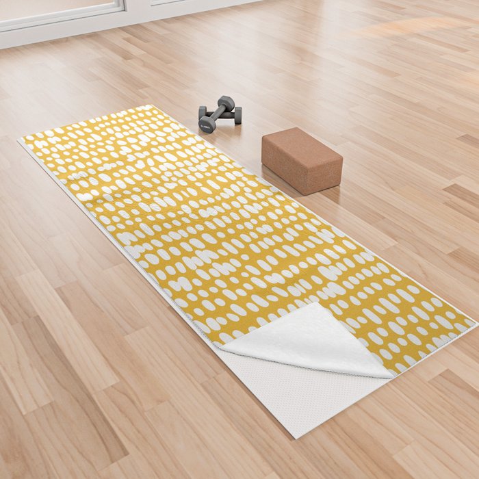 Spotted Preppy Dots Abstract in Yellow Yoga Towel