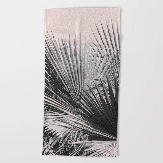 Palm leaves in pink Beach Towel