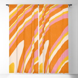 Orange Pink Groovy Wavy Retro 70s Abstract Swirl Blackout Curtain
