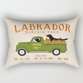 Labrador Black Lab Vintage Pumpkin Truck Autumn Fall Farm Halloween Rectangular Pillow