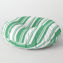 [ Thumbnail: Sea Green & White Colored Lined Pattern Floor Pillow ]