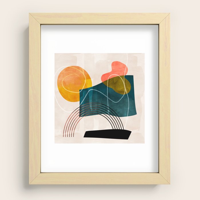 mid century shapes abstract painting Recessed Framed Print by Ana Rut