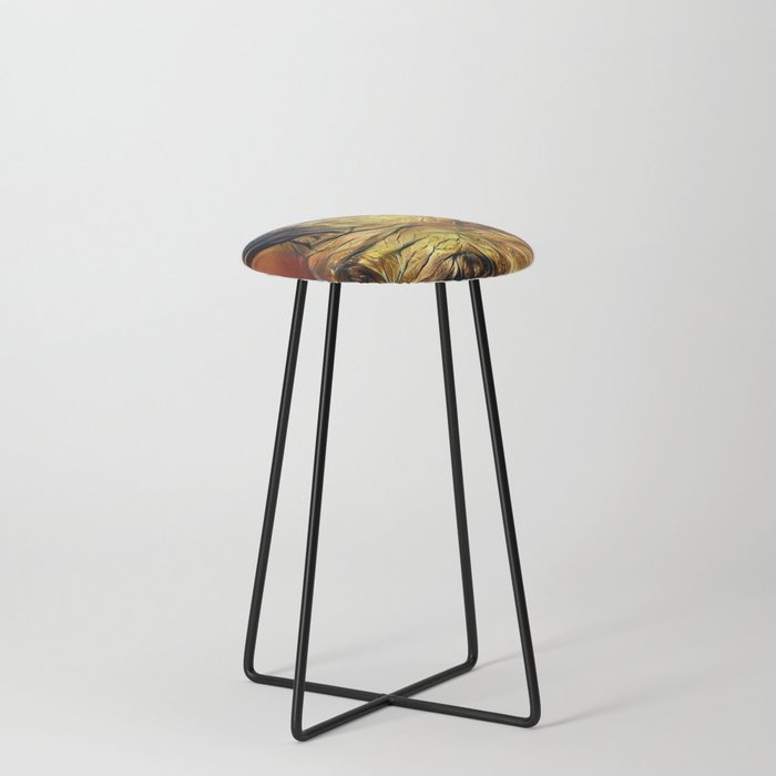 Gold Abstract Rose Modern Art Collection Counter Stool