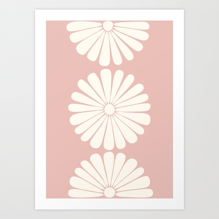 Retro Daisy Abstract XXVI Pastel Pink Bold Floral Art Print