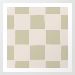 Playful check in olive green Art Print