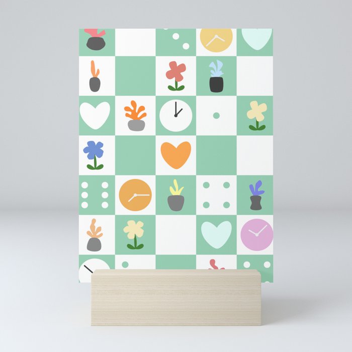 Color object checkerboard collection 8 Mini Art Print