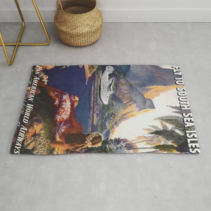 Fly to South Sea Isles, American Airways Vintage Travel Poster  Rug