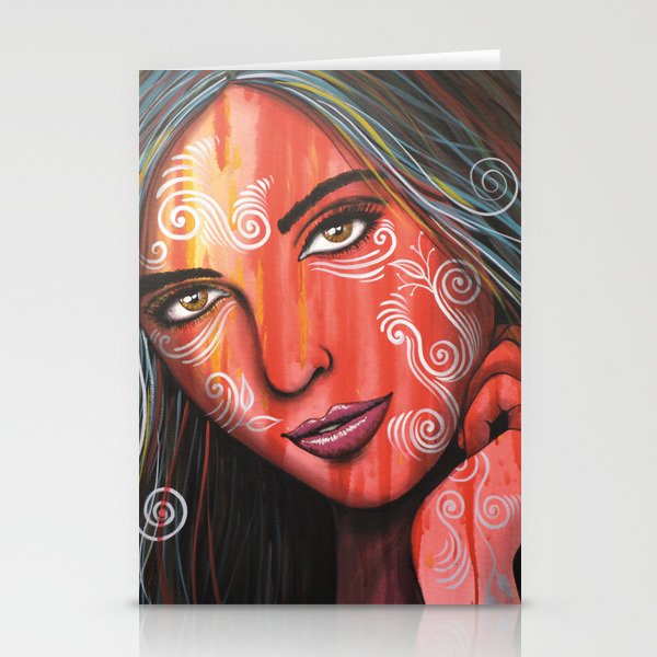 Abstract Art Portrait Face Woman Girl Painting Memories Stationery Cards By Amygiacomelli Society6