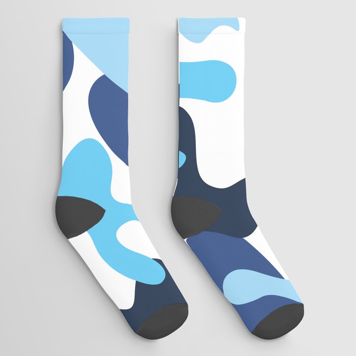 Blue Wavy Grunge Pattern Socks