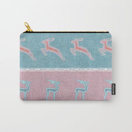 Pastel Antelope on Pink and Blue Stripes Carry-All Pouch | Stylized, Jungle, Wild, Stripes, Animal, Blue, African, Tribal, Pink, Nature 