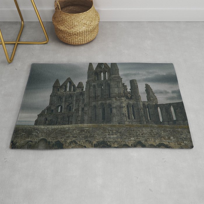 Great Britain Photography - Whitby Abbey Under The Gray Clouds Rug