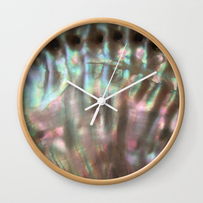 Shimmery Greenish Pink Abalone Mother of Pearl Wall Clock