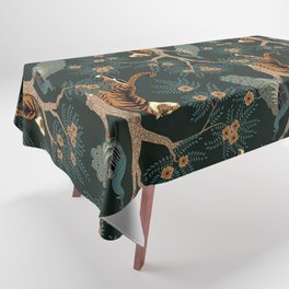 Vintage tiger and peacock Tablecloth