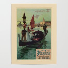 Paris Venice Victorian romantic travel Poster