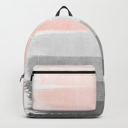 Color story millennial pink and grey transition brushstrokes modern canvas art decor dorm college Backpack