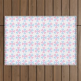 Symmetric patterns 174 blue and pink Outdoor Rug