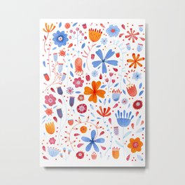 English Meadow Metal Print | Illustration, Bright, Floral, Pattern, Nature, Painting, Botanical, Mixed Media, Watercolor, Flowers 