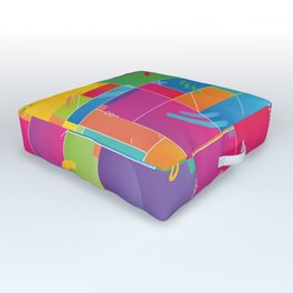 RETRO ABSTRACT COLOURS AND SHAPES PATTERN Outdoor Floor Cushion