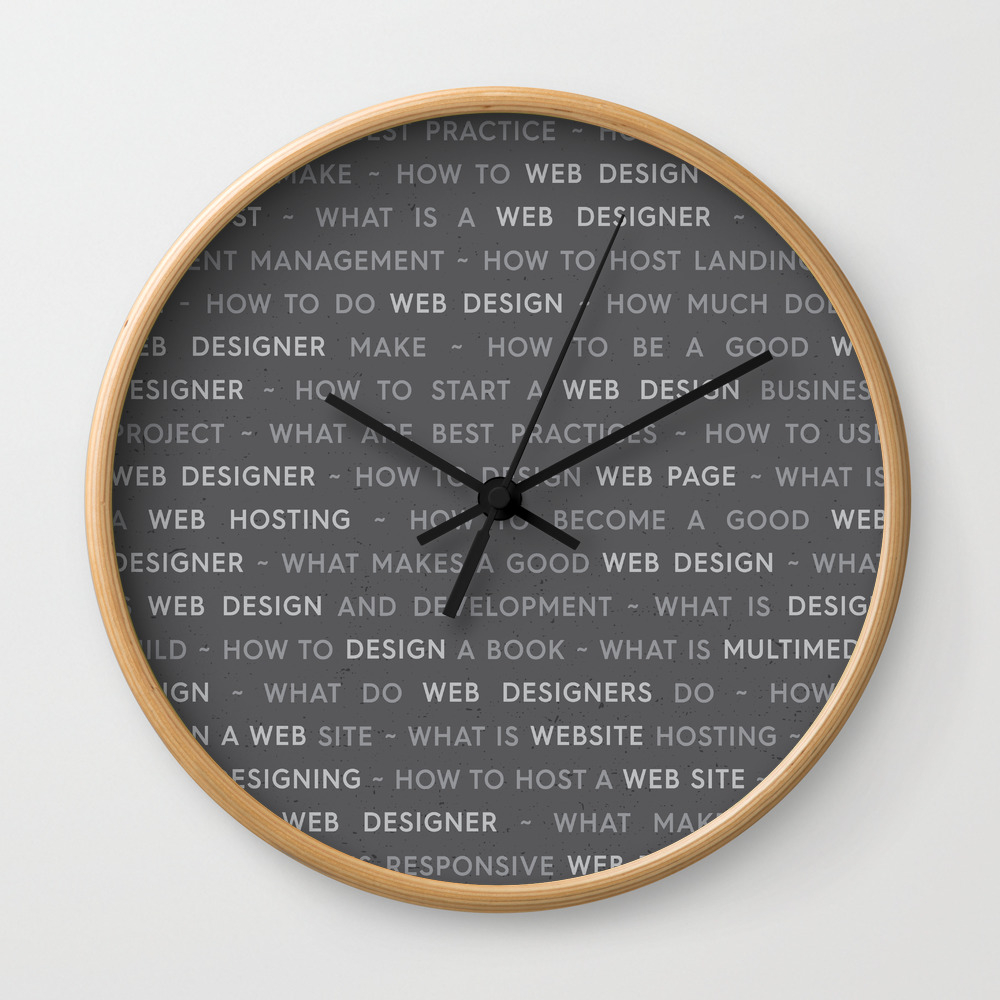 Gray Web Design Keywords Poster Concept Wall Clock by Textures | Society6