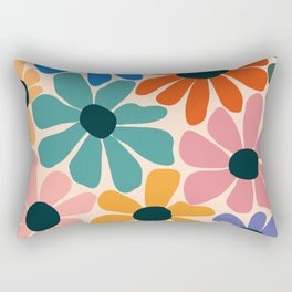 Retro Fun Floral - Rainbow color Rectangular Pillow