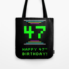 [ Thumbnail: 47th Birthday - Nerdy Geeky Pixelated 8-Bit Computing Graphics Inspired Look Tote Bag ]