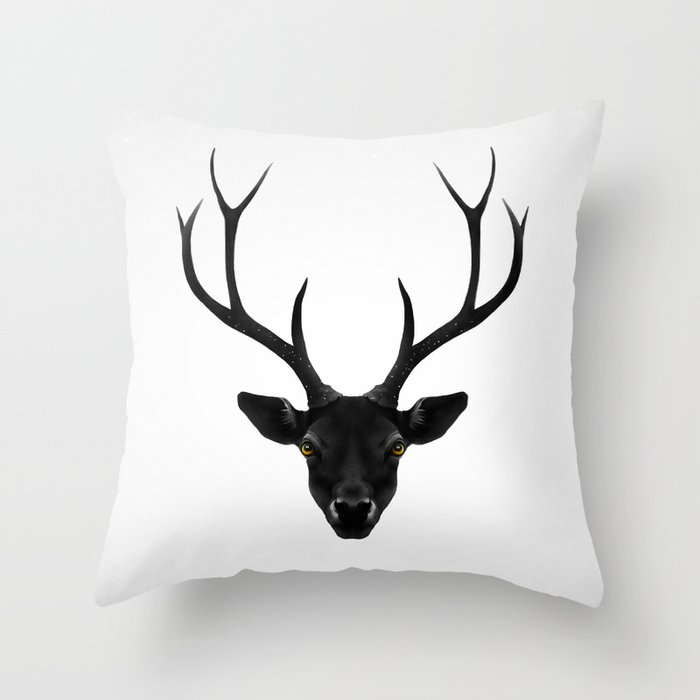 The Black Deer Throw Pillow