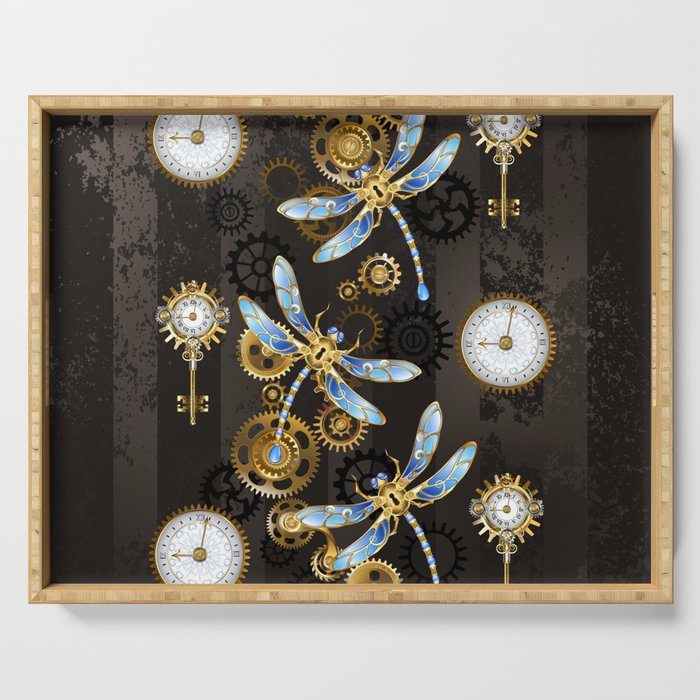 Steampunk Dragonflies Serving Tray