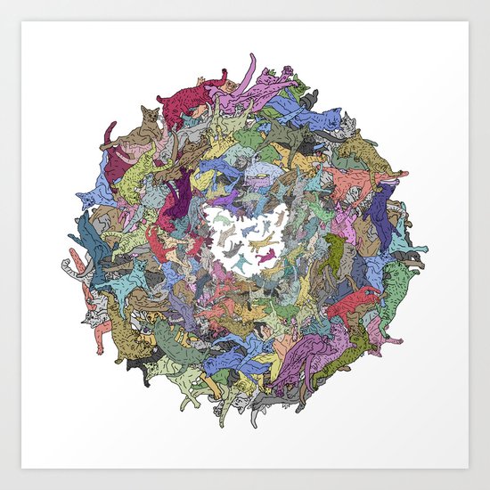Cats Donut Galaxy - Rainbow Earth Art Print
