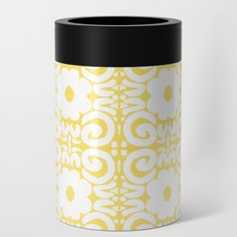 Retro Daisy Lace White on Yellow Can Cooler