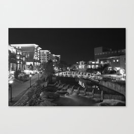 Downtown cityscape of Greenville South Carolina at night Canvas Print