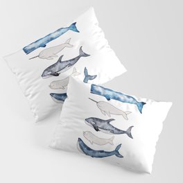 Watercolor orca whale, spermwhale, humpback, narwhal, beluga whales Pillow Sham