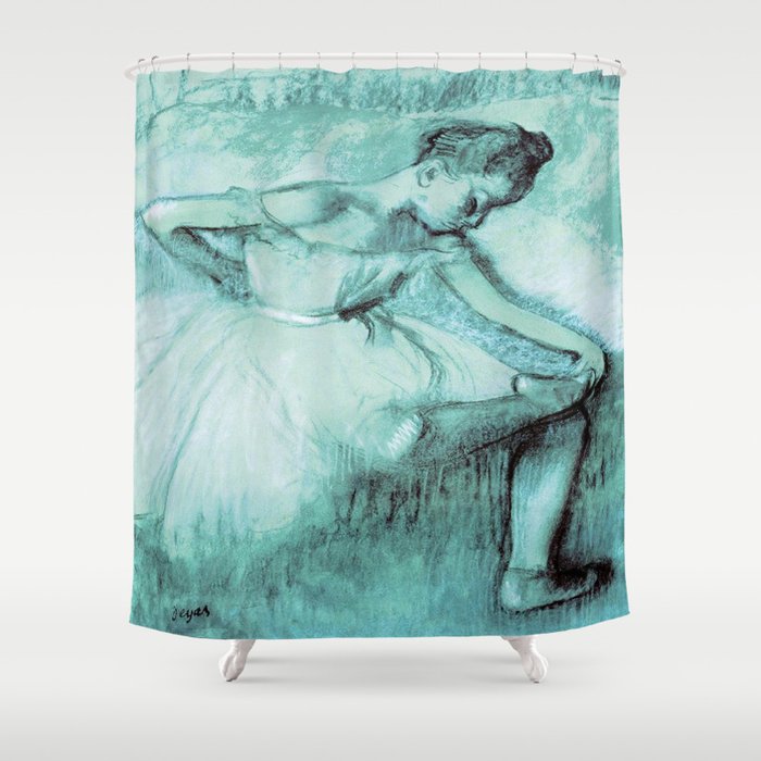 Dancer  by Edgar Degas Teal Shower Curtain