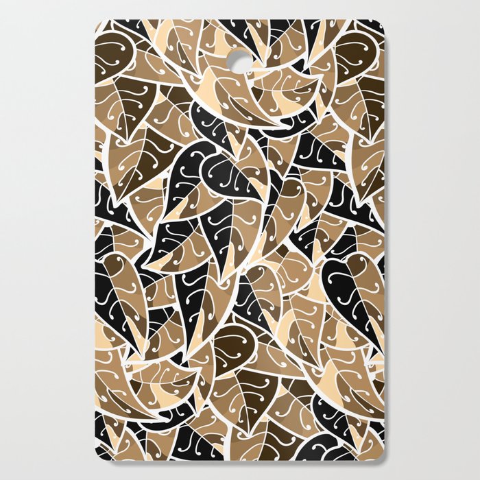 Tropical Leaves Tan Dress Pattern2022-jan12 Cutting Board