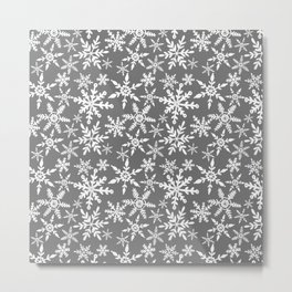 Snowflakes - grey Metal Print | Watercolor, Christmas, Pop Art, Greetings, Neutral, Holidaydecor, Homedecor, Seasonsgreetings, Seasonal, Digital 