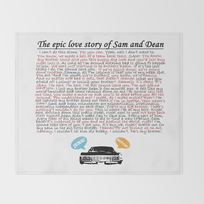 Epic Love Story of Sam and Dean Throw Blanket